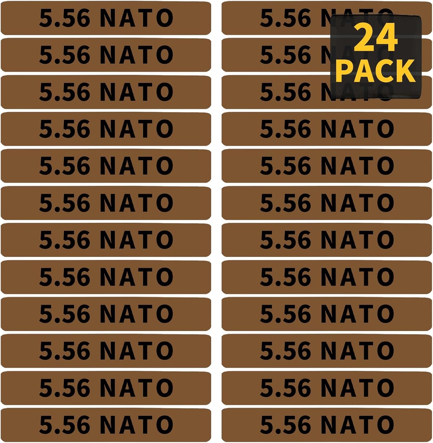 24 Pack Miaozhun 5.56 NATO Magazine Marking Bands 5.56 Magazine Caliber Identification(Coyote Brown-Black)