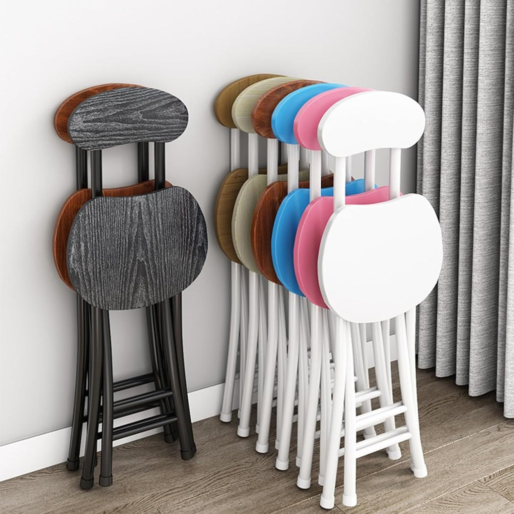 Metal Chairs Stacking Folding Stools 76cm - Space Saving Commercial Event Seat,Heavy Duty,with Back and Footrest,Anti Slip feet(White)