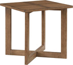 Lexicon Modern Square End Table with Cross Legs, Maple Veneer Wood Accent Table for Living Room, Bedroom, Office, Entryway, Apartment, Easy Assembly, Brown