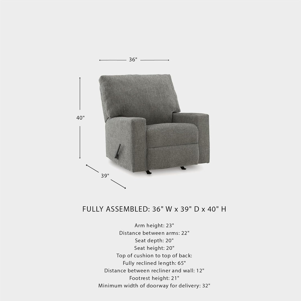 Signature Design by Ashley Seyler Lane Urban Rocking One Pull Recliner with Adjustable Backrest, Gray