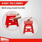 Goldblatt 12.5" Folding Step Stool 2-Pack for Adults and Kids, Lightweight Heavy-Duty Plastic Portable Foldable Stool with Non-Slip Top and Anti-Skid Feet, 300 lbs Capacity, Kitchen & Bathroom, Red