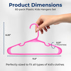 SereneLife 60 Pack Kids Plastic Hangers, Non-Slip Pink Baby Toddler Clothes Hangers, Slim Space Saving Nursery Closet Organizers, for Infant Toddler Kids Shirts Dresses Pants, Durable PP Set Room
