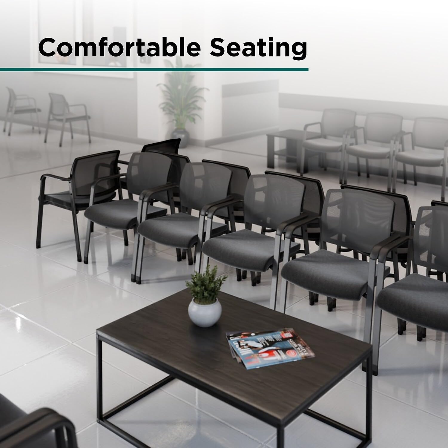 Workplace 2.0 Guest & Reception Chair, Mesh, Stackable, Black
