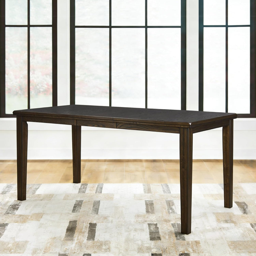 Signature Design by Ashley Haddigan Casual Counter Height Dining Extension Table with Distressed Finish, Dark Brown
