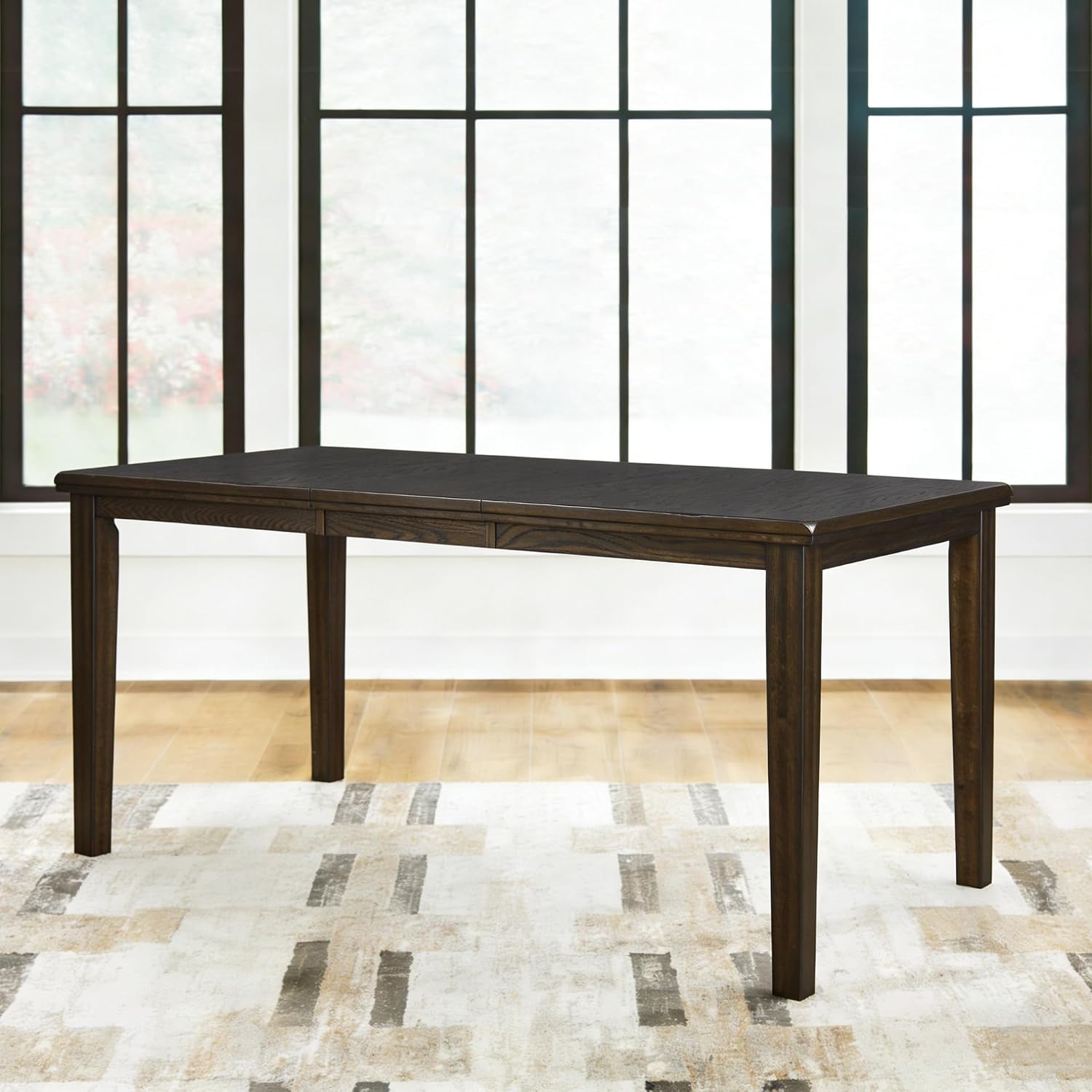 Signature Design by Ashley Haddigan Casual Counter Height Dining Extension Table with Distressed Finish, Dark Brown
