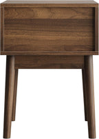 Mid Century Modern Nightstand Set of 2,Side Table with Storage Drawer,Bedside Table for Living Room Bedroom,Walnut
