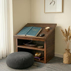 Wooden Buddhist Sutra Reading Stand – Altar Desk with Storage Compartment – Handcrafted Meditation Table for Chanting, Prayer & Script Reading – Portable Tabletop Shrine (Walnut)