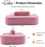 OmySalon 71.6'' Double-Sided Plush Waiting Room Bench, Fully Assembled, Seating for 4-6 People, Lobby Furniture for Beauty Salon, SPA & Office Lobby, Pink