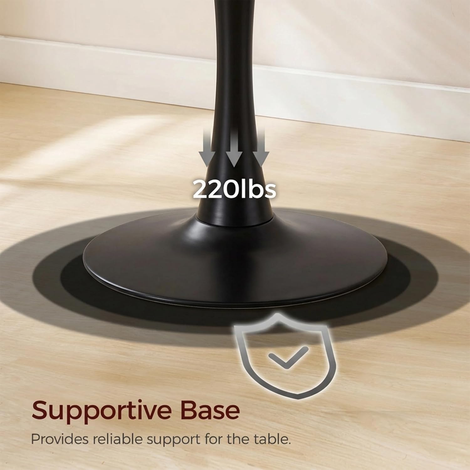 27.6" Marble Round Tulip Table, Mid-Century Modern Style Dining Table with Black Pedestal Base for 2-4 People, Featuring A Marble Tabletop for Kitchen, Dining Room, Cafe (White)
