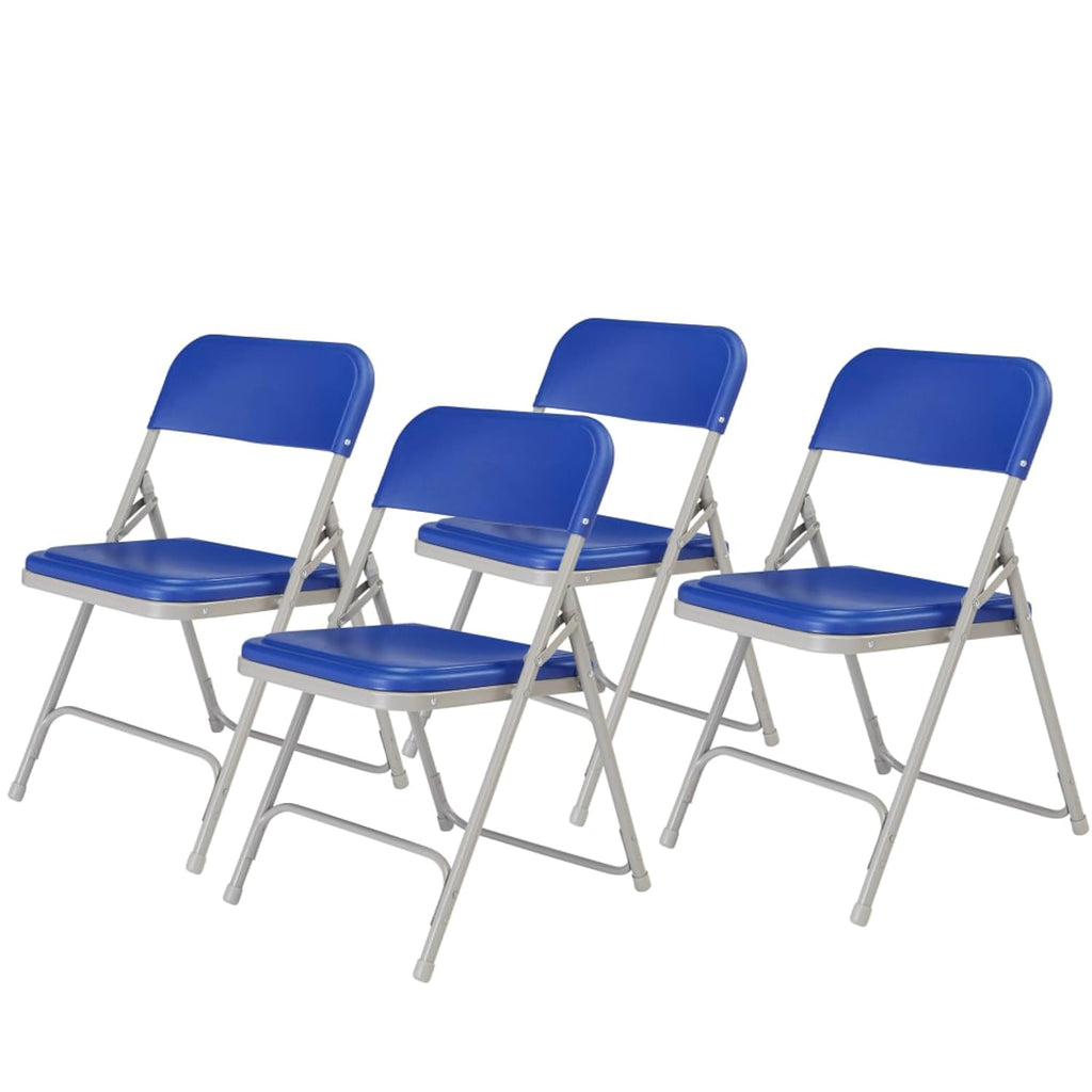 National Public Seating 800 Series Steel Frame Premium Light Weight Plastic Seat and Back Stacking Folding Chair with Double Brace, 480 lbs Capacity, Blue