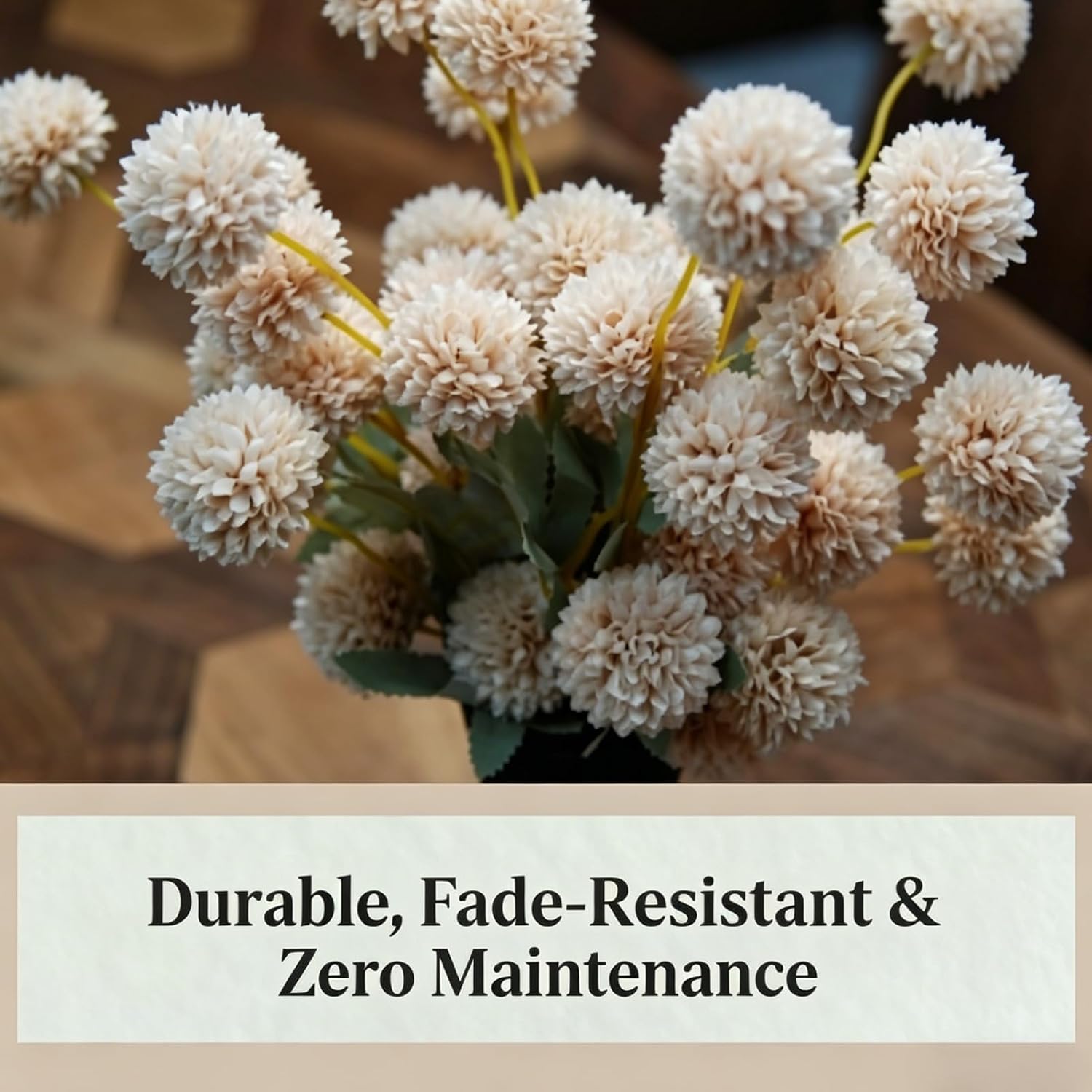 Fake Flowers in Vase for Centerpieces, Faux Flowers in Modern Ceramic Vase Set of 3 with 8 Artificial Autumn Chrysanthemums Artificial Decorative Swags