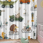 Cartoon Animals Kids Curtains for Boys Bedroom, City Street Car Vehicles Blackout Curtains 39 Inches Long, Thermal Insulated Short Window Drapes for Nursery & Room Decor 27.5Wx39L