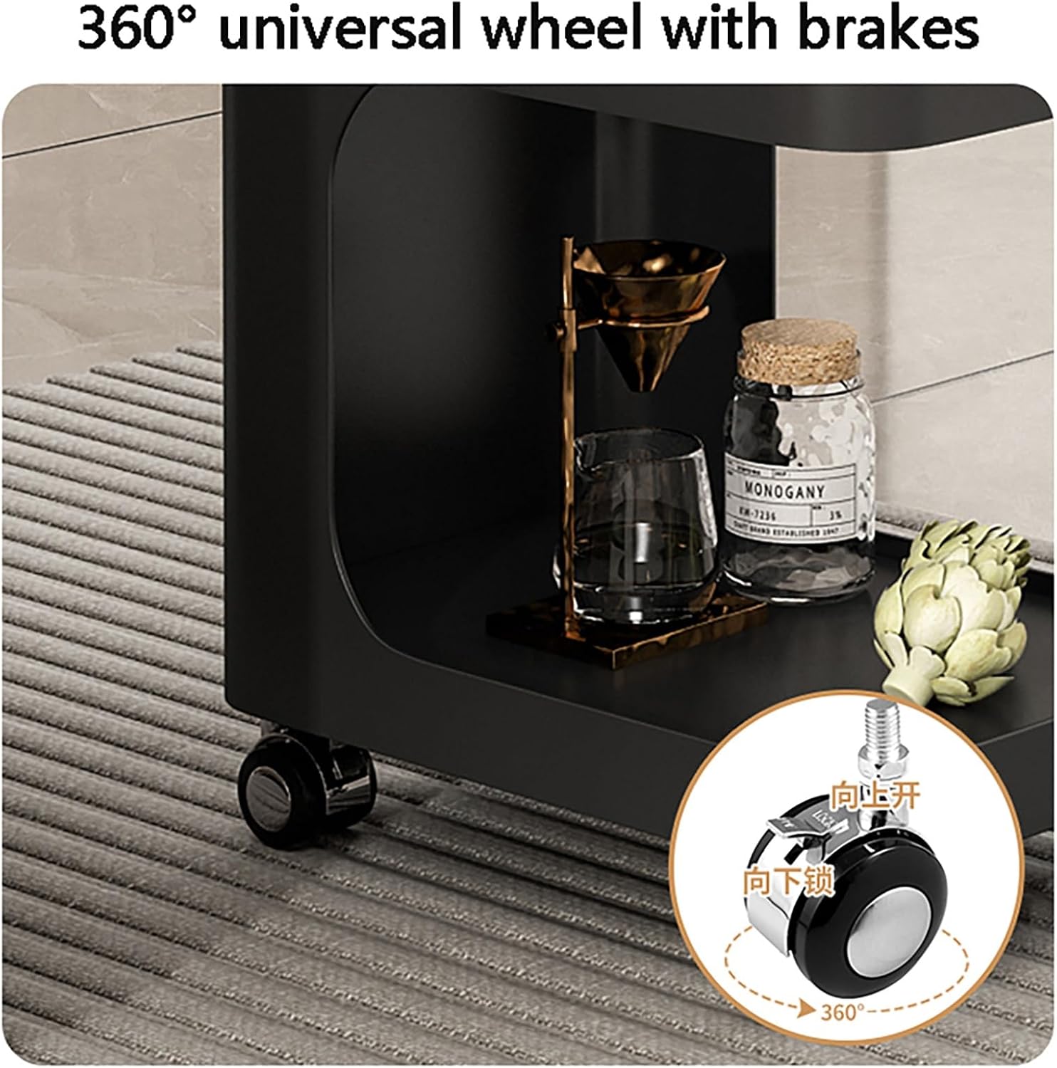 End Table Dorm Side Table Couch Bedside - 3-Layer Nightstand with Wheels for Living Room, Bedroom & Home Office - Versatile Accent Table, Prevents Falling, Portable & Functional