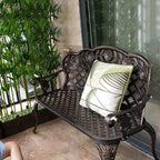 Stool Child Park Bench, Courtyard Lounge Chair Metal Bench Armrest with Backrest, Outdoor Furniture 2 People Seat Comfortable Garden Chair, for Terrace Corridors ()