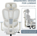 Ergonomic Mesh Office Chair with Retractable Footrest - High Back Computer Chair, Lumbar Support, Adjustable Armrest and Headrest, Durable Base - Multifunctional Home Office Desk Chair for Adults