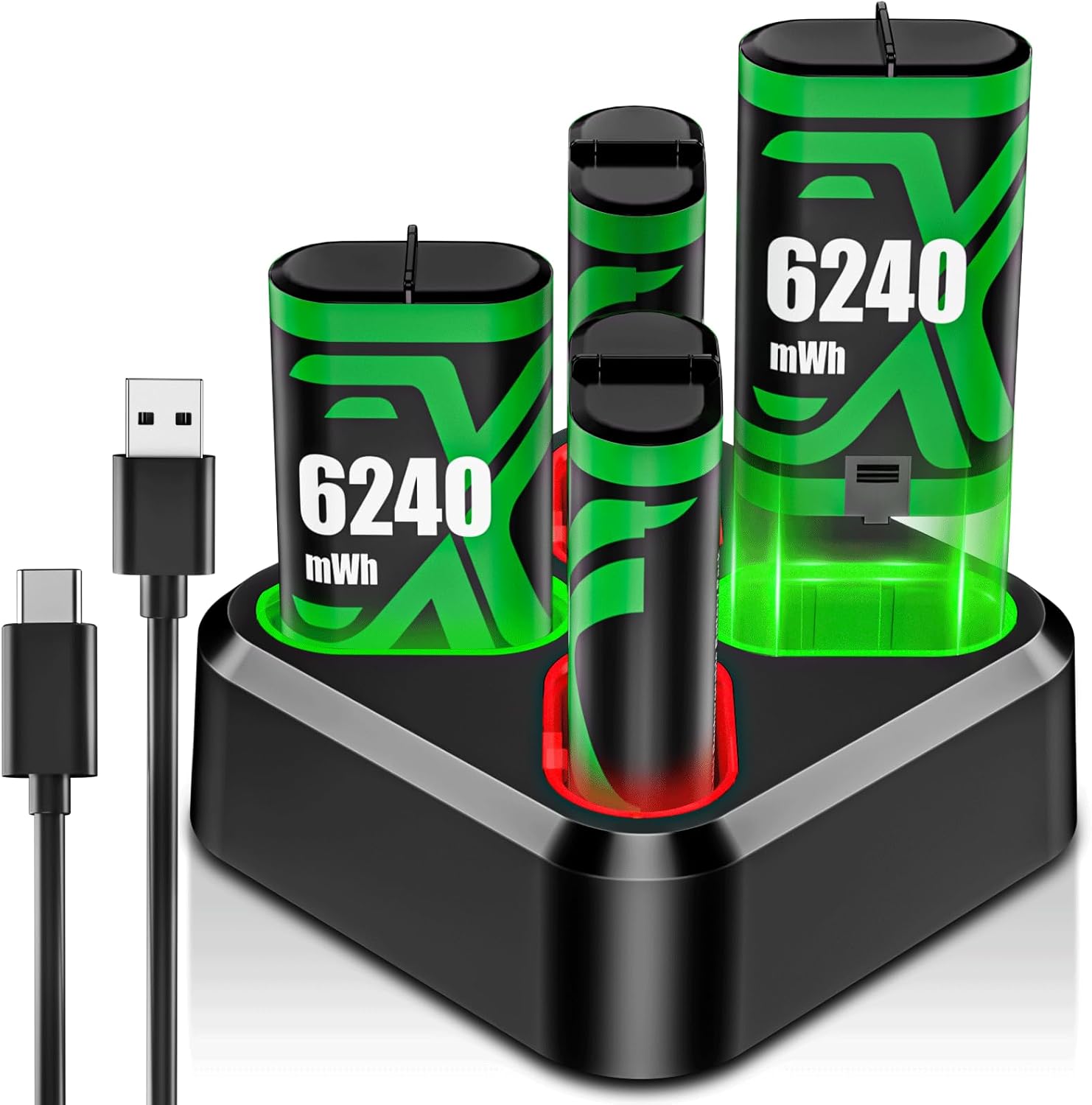 Rechargeable Xbox Controller Battery Pack for Xbox one/Xbox One S/Xbox X/Xbox Elite/Xbox Series X|S, 4x6240mWh Batteries Pack for Xbox Accessories Kits, Xbox 360 Console