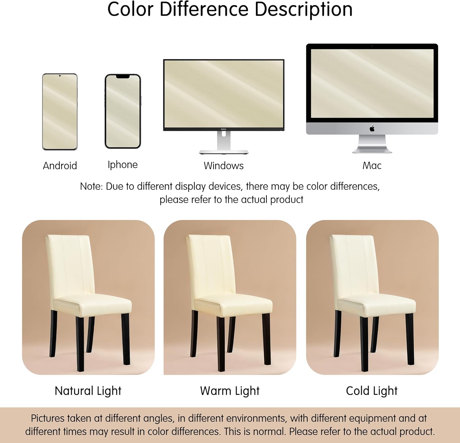 SyMax Dining Chairs Set of 4, Faux Leather Upholstered Dining Room Chairs, Modern Parsons Kitchen Chairs with Wood Legs, Cream(Only Chairs)