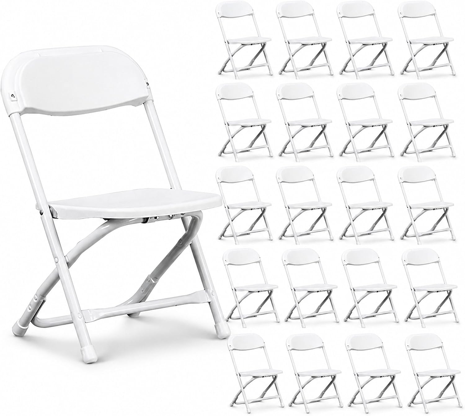 TentandTable Kids Folding Plastic Chair with Metal Frame, Lightweight Stackable Toddler Chairs for Classroom Table Desk Parties Events Weddings and Home Use, White Pack of 20 Chairs