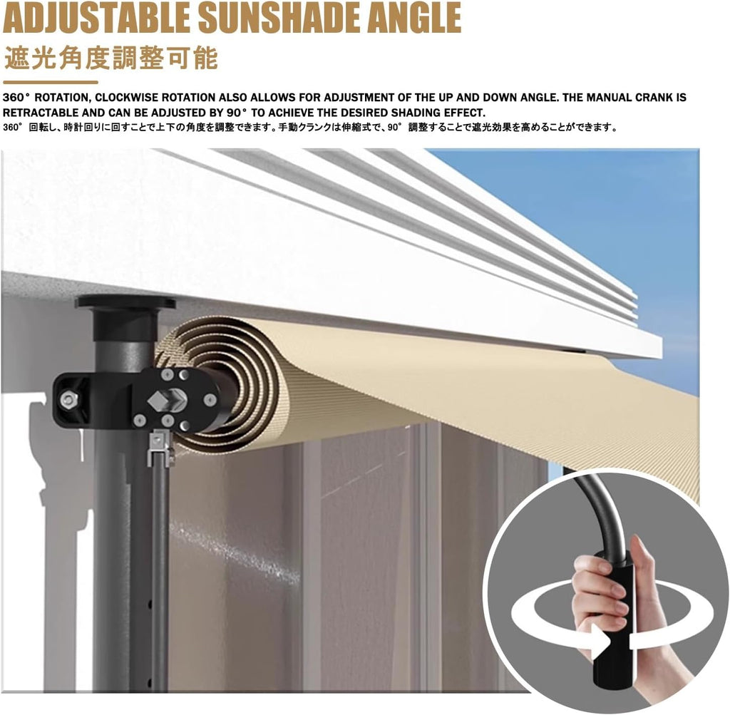 Retractable Patio nings - Adjustable Height No Drilling Installat Suitable for Any Window/Door - 400CM/157.5in Outdoor Sune Soluts