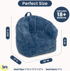 Delta Children - Serta Kids Plush Barrel Toddler Chair, Soft Foam Chair Bean Bag Chair Alternative for Boys and Girls, Cozy Seat for Reading, Watching Cartoons, Playroom Nursery Bedroom, Denim Blue