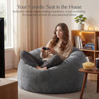 3FT Bean Bag Chair, Medium Memory Foam Bean Bags with Ultra Soft Washable Dutch Velvet Cover, BeanBags for Living Room, Bedroom and Gaming Room -Grey
