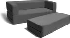 Jaxx Zipline Kids Sofa & Large Ottoman, 3 in 1 Fold Out Sofa, Big Kids Edition, Charcoal