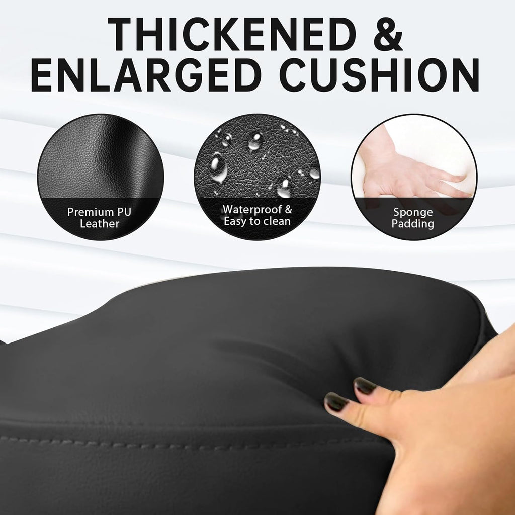 PU Leather Ergonomic Kneeling Chair, Adjustable Home and Office Stool with Thick Pads and Flexible Lockable Brake Wheels for Back Pain Relief (Light Black)