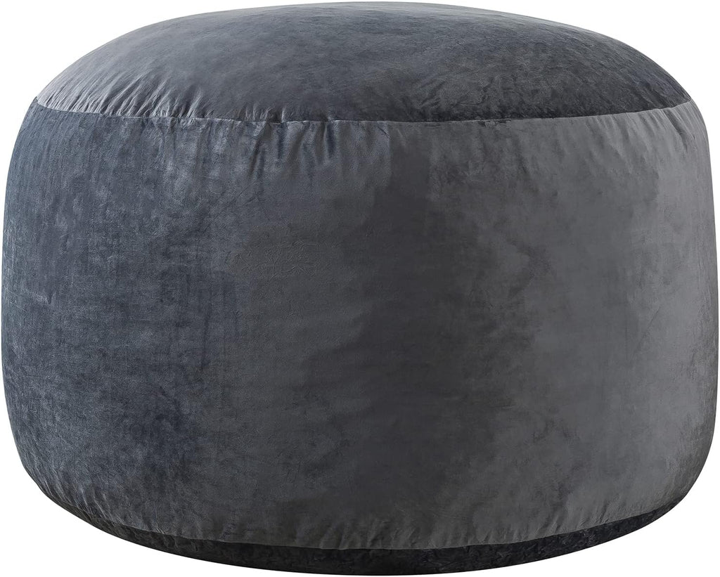WhatsBedding 3 ft Bean Bag Chair,Large Bean Bag Chairs for Adults with Memory Foam Filling,Lazy Bean Bag Sofa for Living Room,Ultra Soft Velvet Fabric,Pull-Handle,Side-Pocket - 3 Foot,Dark Grey