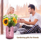OFFIDIX Glass Vase,7.3 * 4.3in Vertical Line Geometric Faceted Design Flower Vase