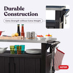 Keter Outdoor Rolling Table Cart for Food Prep, Storage, Bar & Grill, Dark Brown - Portable Kitchen Island Tabletop with Wheels for Drinks, Snacks, and Cooking