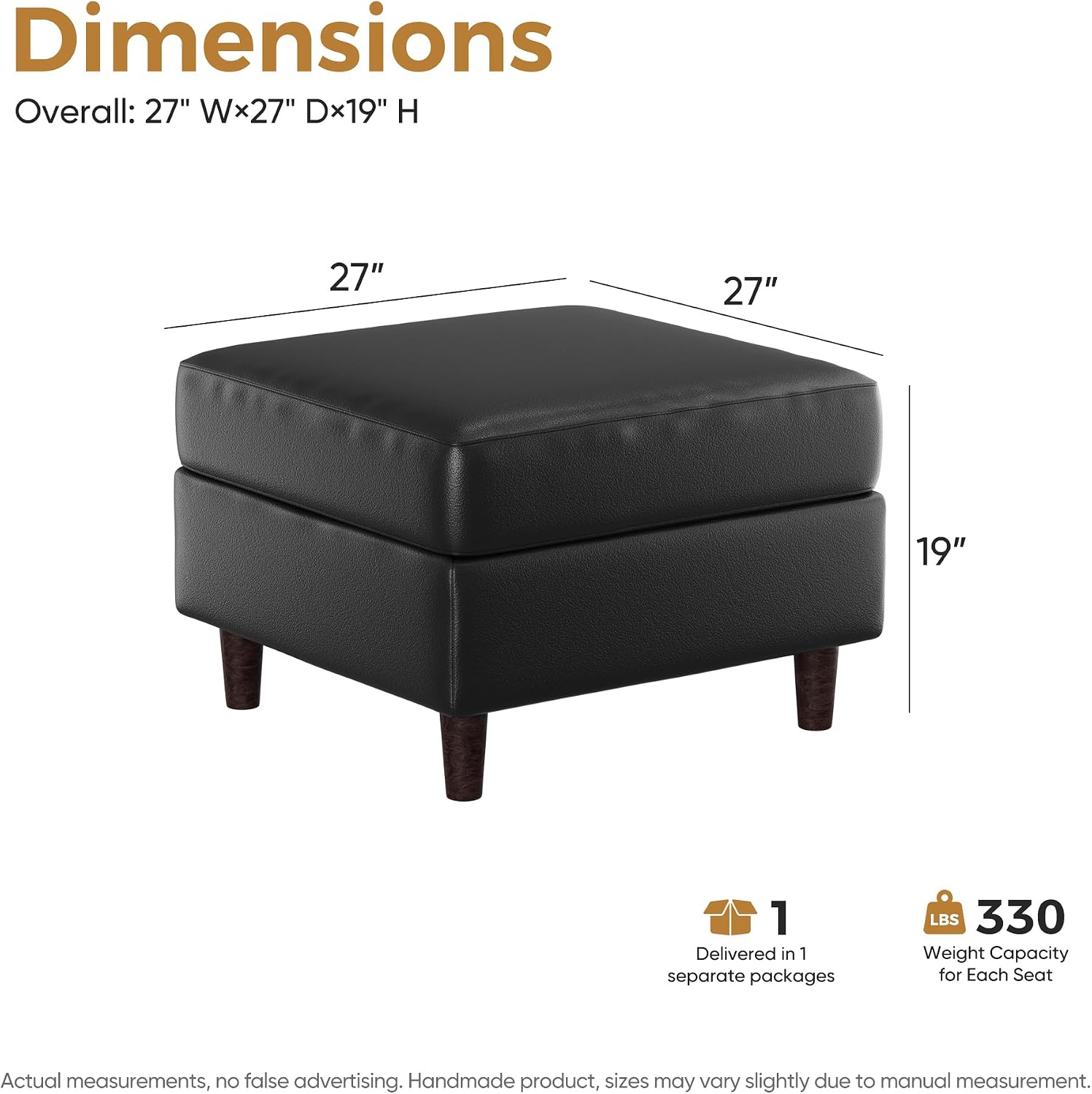 ABCASA Sofa Modular Sectional Faux Leather Sectional Sofa Module Black