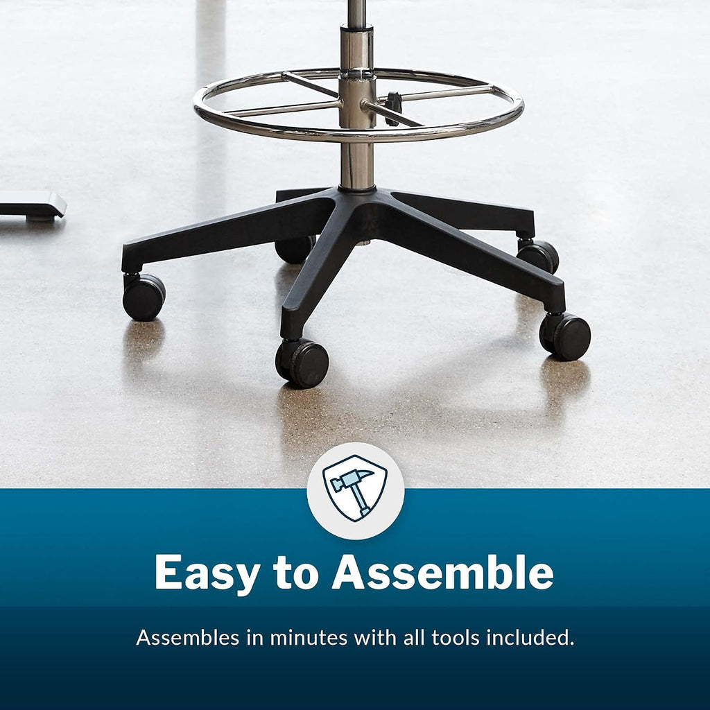 Vari Drafting Chair (VariDesk) - Tall Adjustable Office Chair with Footrest & Rolling Casters - Ergonomic Mesh Back for Lumbar Support - Ideal for Artist, Drafting Desk, or Counter Work - Black
