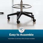 Vari Drafting Chair (VariDesk) - Tall Adjustable Office Chair with Footrest & Rolling Casters - Ergonomic Mesh Back for Lumbar Support - Ideal for Artist, Drafting Desk, or Counter Work - Black