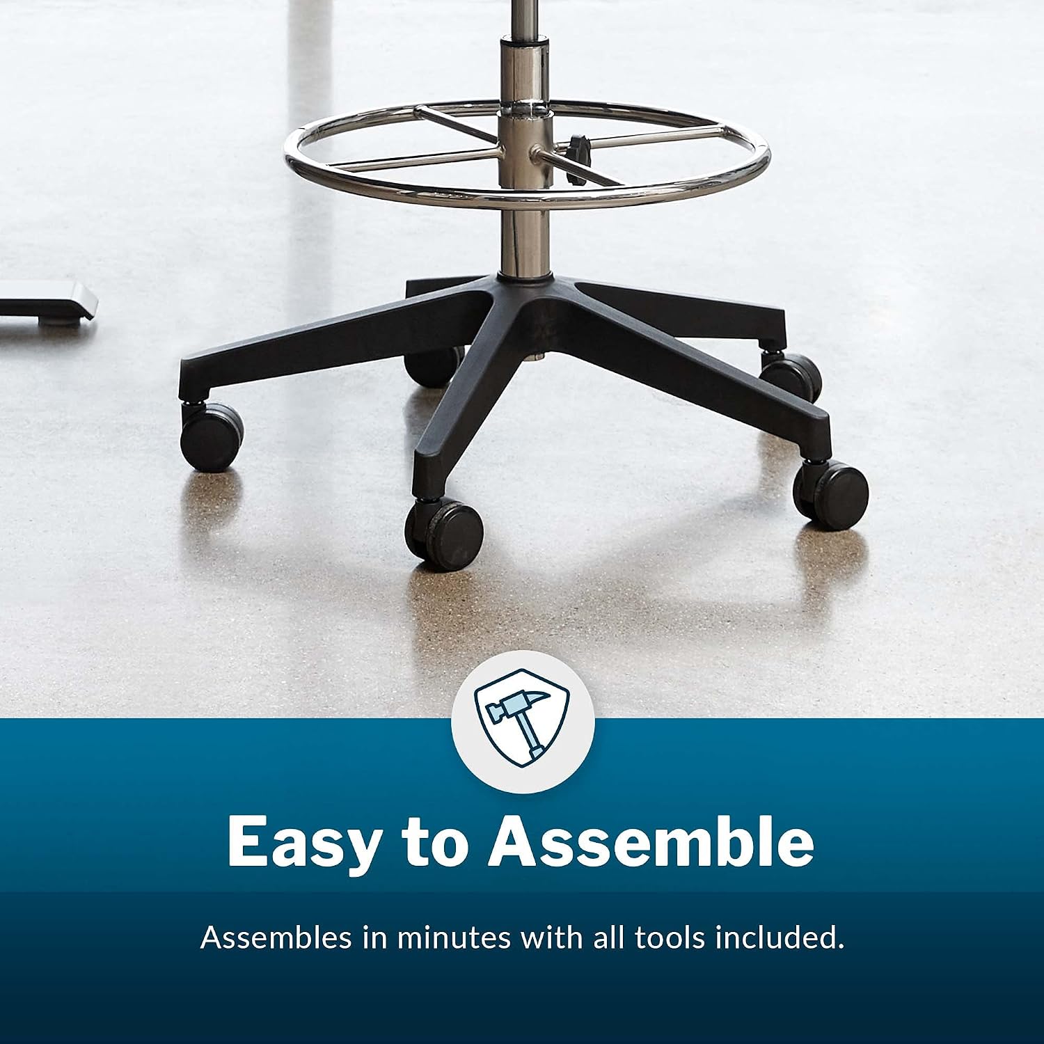 Vari Drafting Chair (VariDesk) - Tall Adjustable Office Chair with Footrest & Rolling Casters - Ergonomic Mesh Back for Lumbar Support - Ideal for Artist, Drafting Desk, or Counter Work - Black