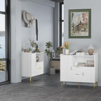 Modern White Sideboard Buffet Cabinet - 40" Wooden Storage, 2 Drawers, 2 Doors, Multi-Functional, Living Room Stand