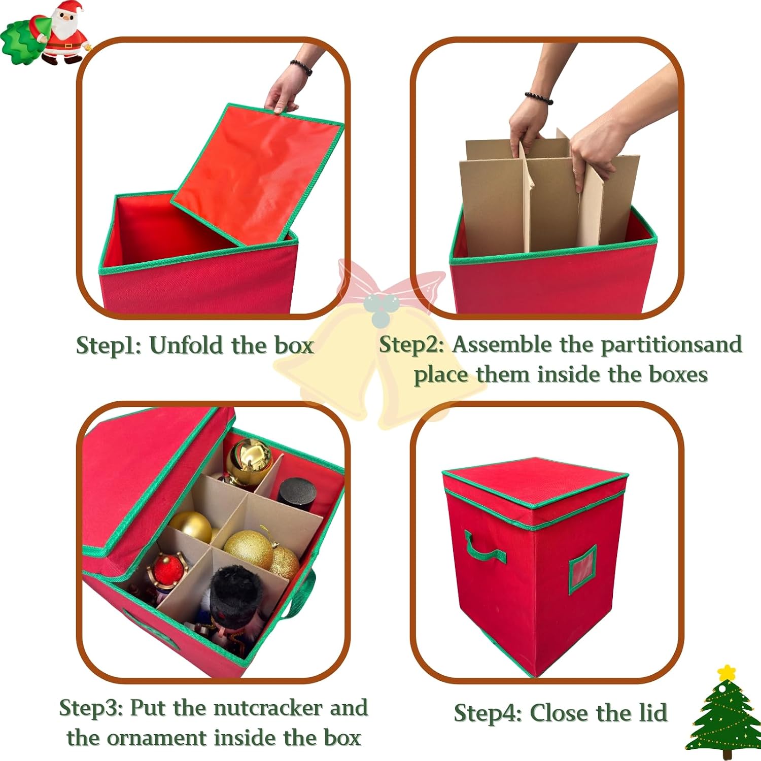 Large Christmas Nutcracker Storage Container with Adjustable Dividers，16.5in Tall Xmas Ornament Storage Box Can Hold 9 Nutcracker & Figurine for Holiday Decor Storage