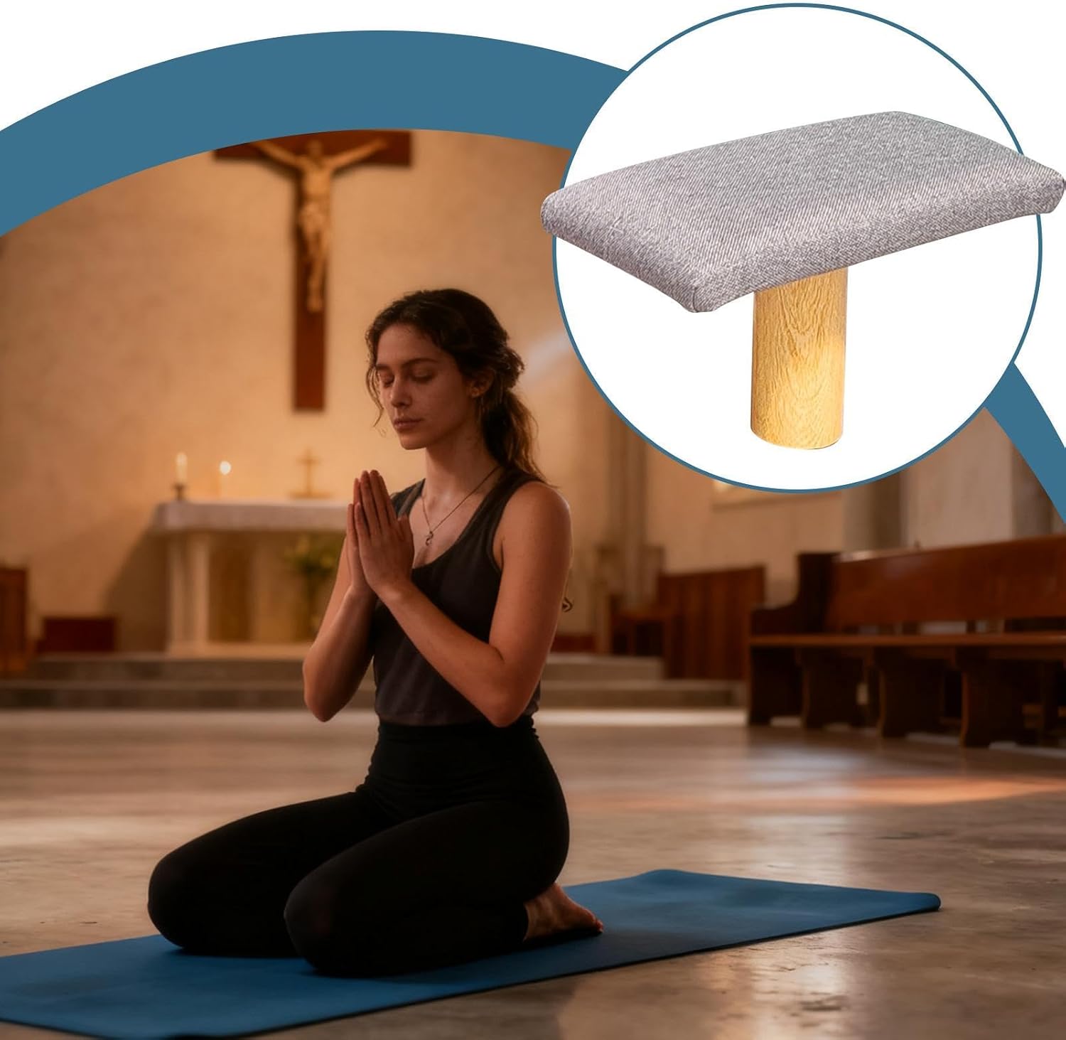 Meditation Bench Portable Kneeling Stool | Wooden 31×16×16cm Prayer Seat Zen Sitting Bench Foldable Balance Stool for Mindfulness Yoga Sensory Training Quiet Meditation Support