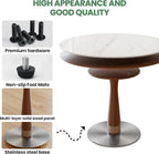 39" Round White Sintered Stone Dining Table with Pedestal Base for Kitchen Dining Room