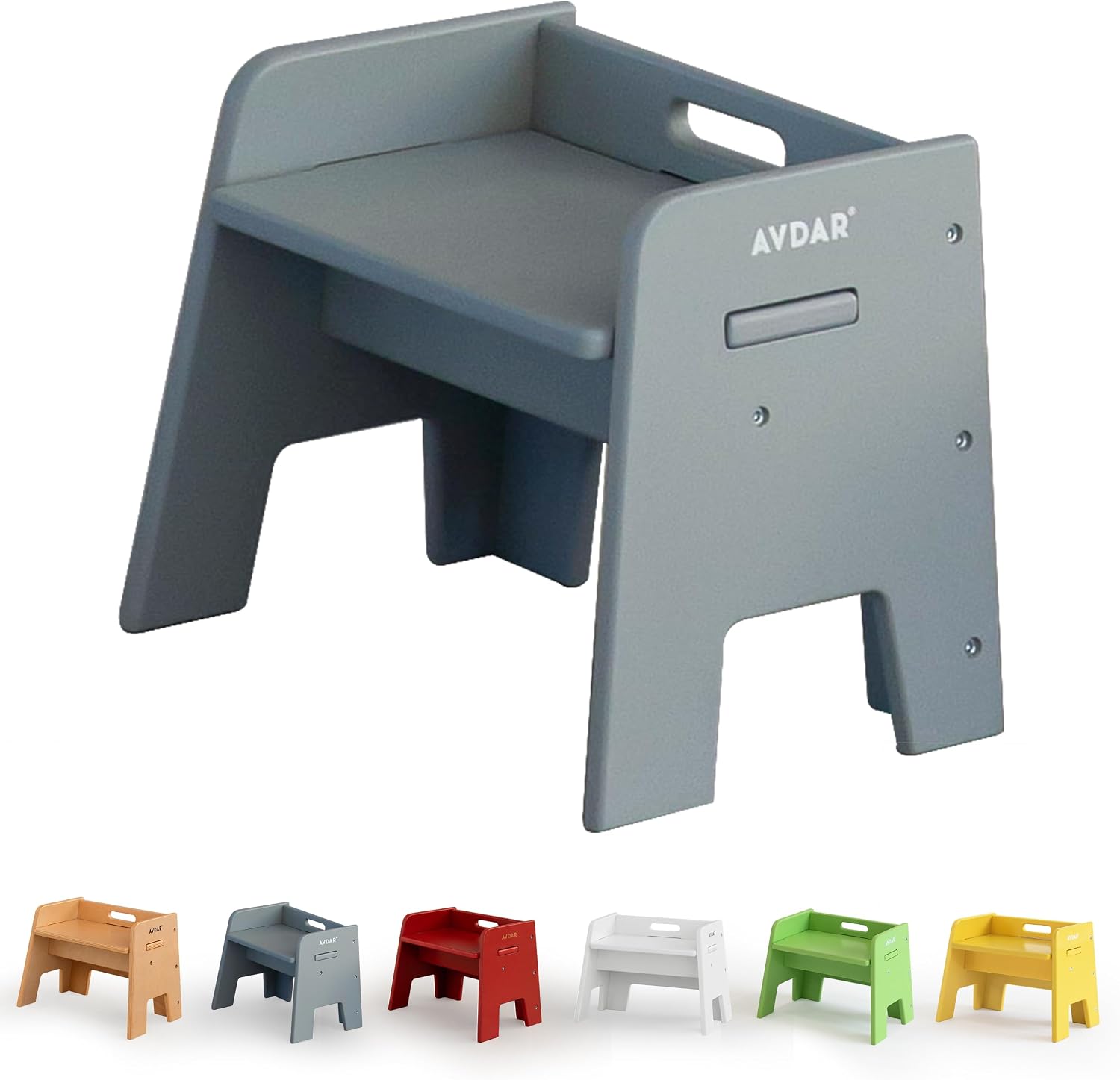 AVDAR Wooden Step Stool for Kids, 14” One Step Stool for Toddlers, Heavy Duty Non-tip Non-Slip for Bedroom/Kitchen