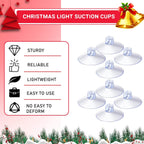 Sieral 50 Pieces Christmas Light Suction Cups Hooks for Glass Window Christmas Mini Suction Cup Clips Light String Heavy Duty Hooks Holder Plastic Shower Caddy Connectors for Xmas Kitchen Bathroom