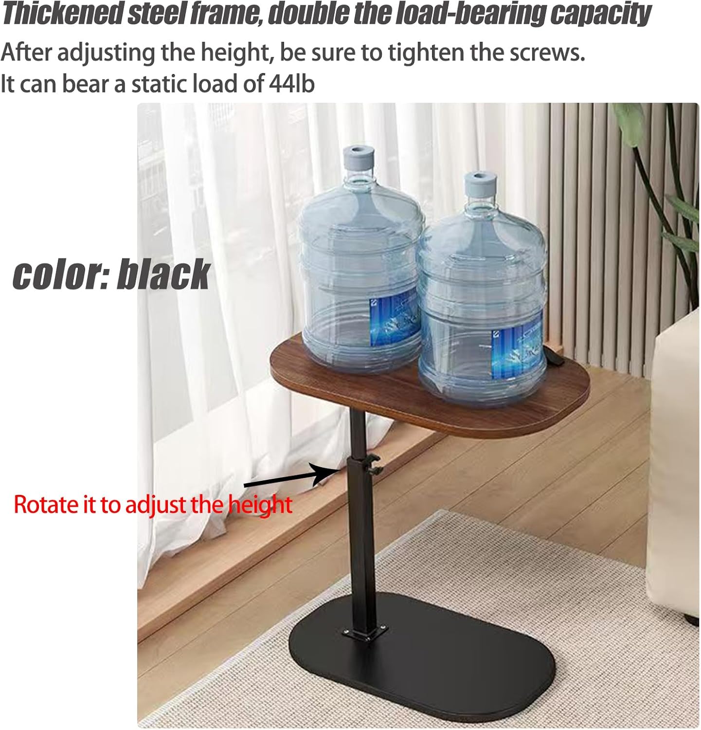 Pedestal Adjustable c Table for Small Spaces，C Shaped End Table Desktop can Turn 360° and the Height of the Sofa Small TV Tray Table Can be Adjusted for Couch
