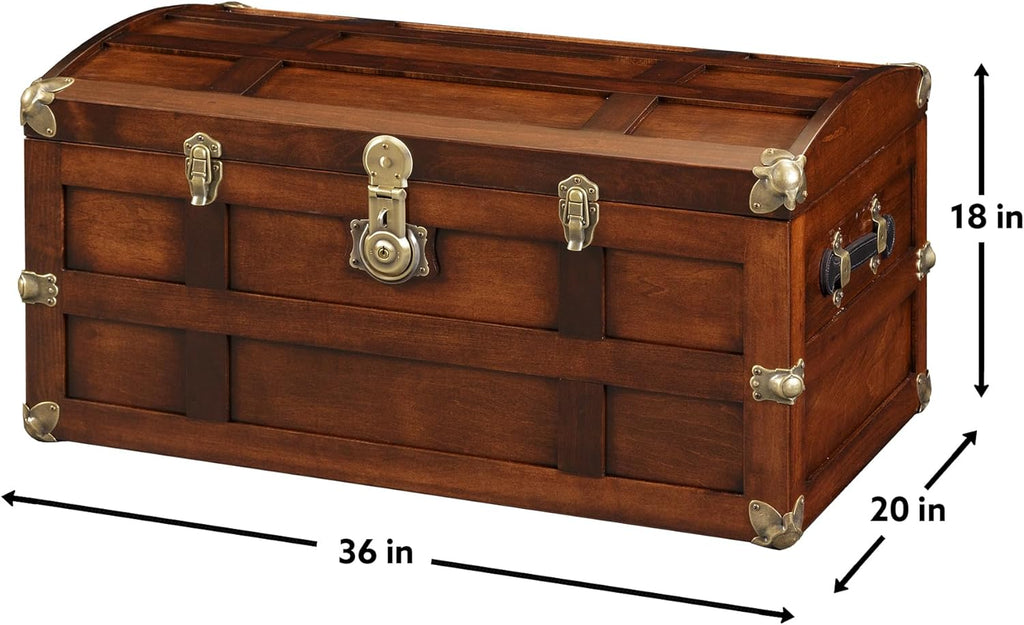 Steamer Trunk Hope Chest for Blankets, Amish Hand-Crafted in USA Maple, 36" Large Blanket Storage Trunks Bedroom Trunk or Blanket Trunk w/Cedar Tray & Brass Lock