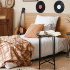 Colingmill 14 x 22 Inch Small Round Side Table End Drink Table Vinyl Records Decor Hippie Decor Room Decoration Aesthetic Iron Coffee for Living Room Bedroom Sofa Couch Corners Office