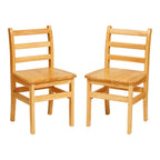 ECR4Kids Three Rung Ladderback Chair, 16" Seat Height, Classroom Seating, Honey, 2-Pack