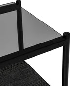 Set of 2 Rectangle End Tables, Modern Living Room Glass End Table Side Tables with Tempered Glass Top and MDF Base, Gray