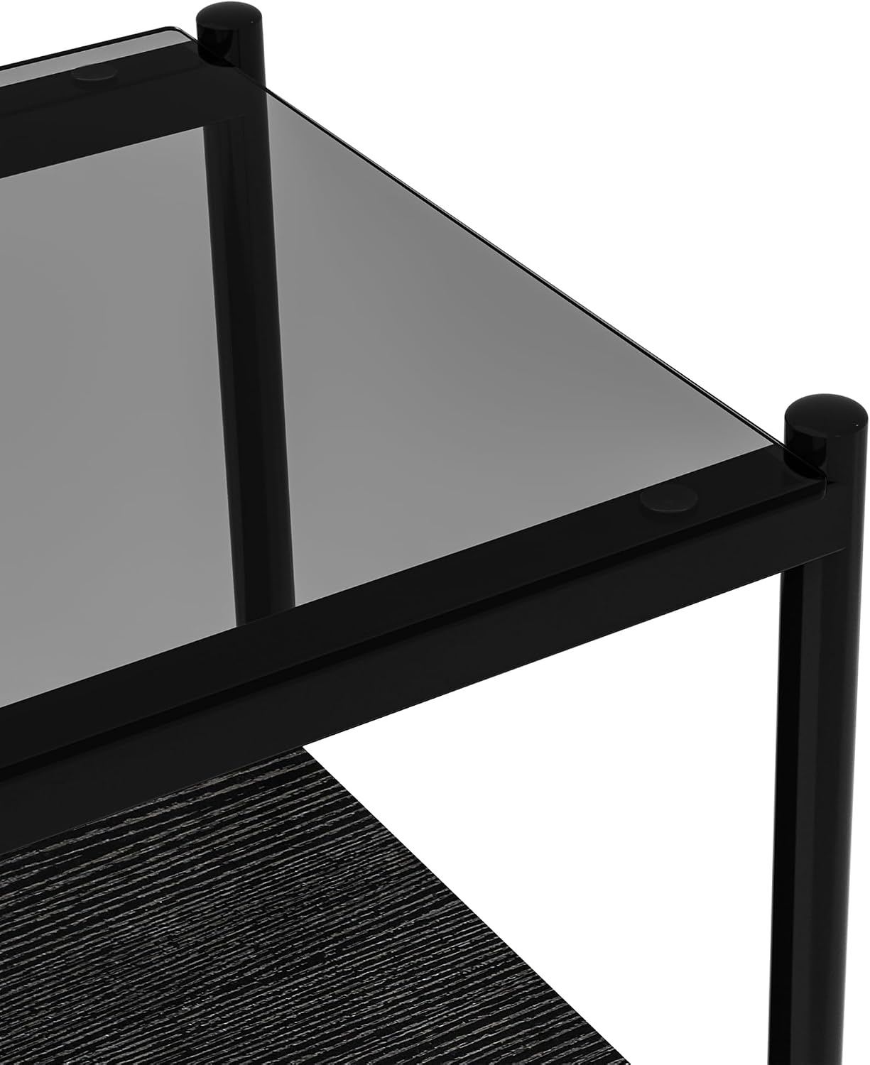 Set of 2 Rectangle End Tables, Modern Living Room Glass End Table Side Tables with Tempered Glass Top and MDF Base, Gray