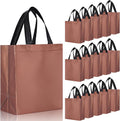 Eccliy Reusable Gift Bags Set Glossy Grocery Gift Tote Bag with Handle for Wedding, Bridal Shower, 4th of July, Summer Event(10 x 8 x 4.7 Inch,Coffee,80 Pcs)