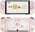 GeekShare Strawberries with Cream Case Compatible with Switch OLED, Soft Silicone Slim Protective Cover with Separable Shell and 2 Thumb Grips (Pink)