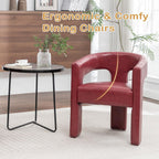 Modern Barrel Dining Chair, Comfy Faux Leather Upholstered Chairs with Open-Back, Assembled Vanity Chair, PU Leather Accent Chair Side Armchair for Dining Room, Kitchen, Living Room（Red）
