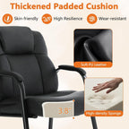 CLATINA Big and Tall Office Chair Set of 8 500lbs Leather Reception Chair with Bonded Padded Armrest Wide Seat Sled Base Desk Chair No Wheels for Reception Conference Waiting Room Side Office, Black